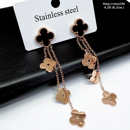 Сережки мед.сталь24К 10462 ( 6.2 см.)